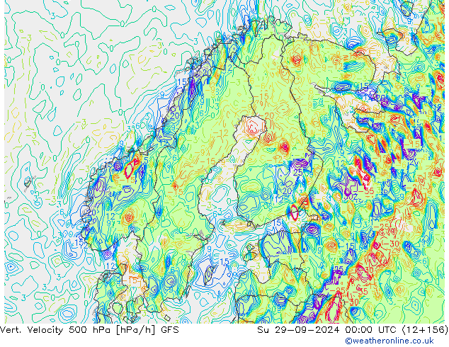 Vert. snelheid 500 hPa GFS zo 29.09.2024 00 UTC