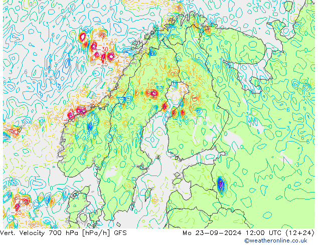 Vert. snelheid 700 hPa GFS ma 23.09.2024 12 UTC