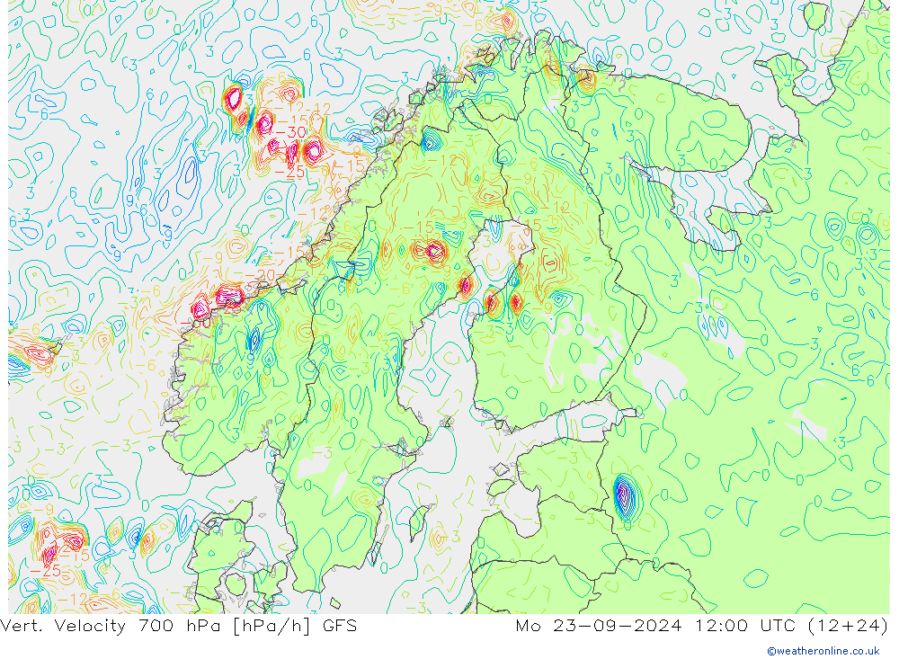 Vert. Velocity 700 hPa GFS Po 23.09.2024 12 UTC