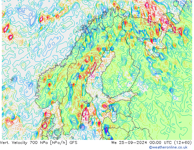 Vert. Velocity 700 hPa GFS We 25.09.2024 00 UTC