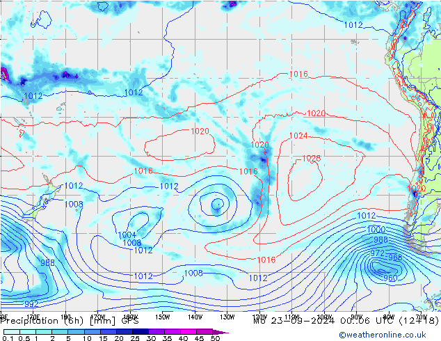 Nied. akkumuliert (6Std) GFS Mo 23.09.2024 06 UTC