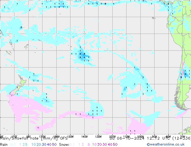 Rain/Snowfall rate GFS Dom 06.10.2024 12 UTC