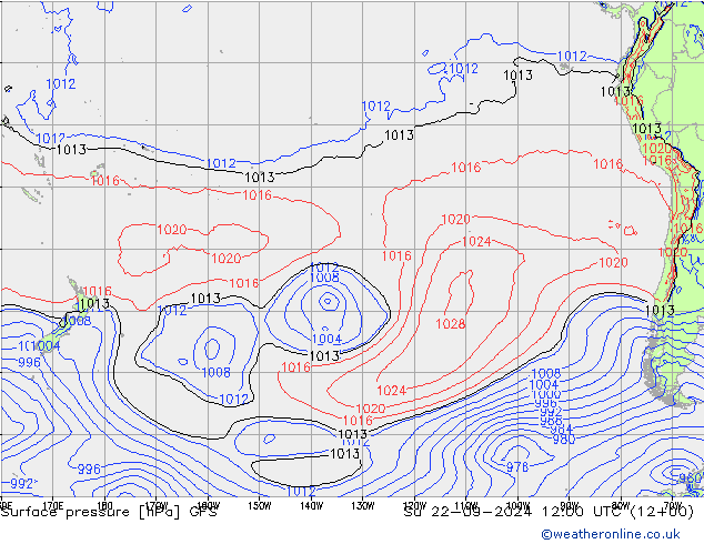 Yer basıncı GFS Paz 22.09.2024 12 UTC