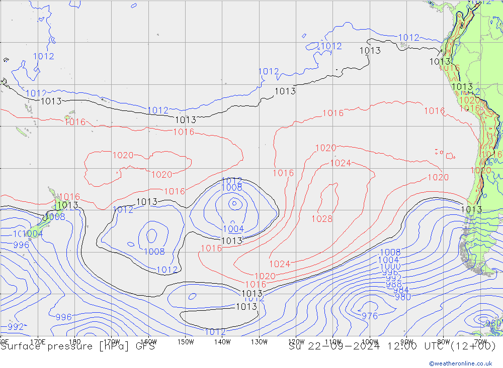 Presión superficial GFS dom 22.09.2024 12 UTC