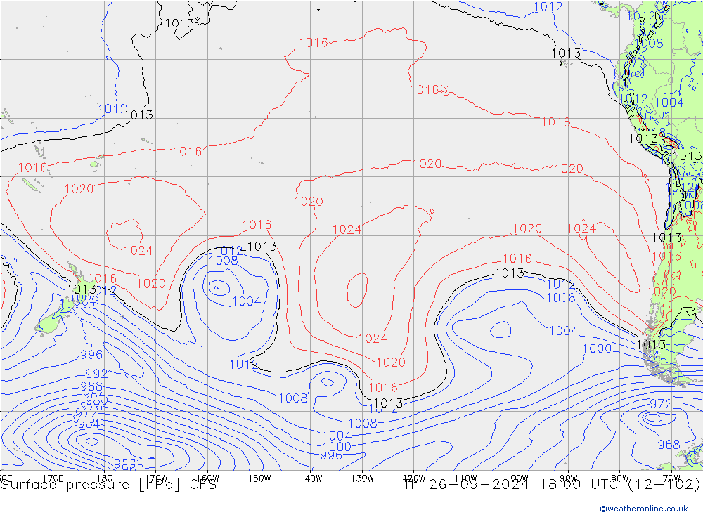 Pressione al suolo GFS gio 26.09.2024 18 UTC