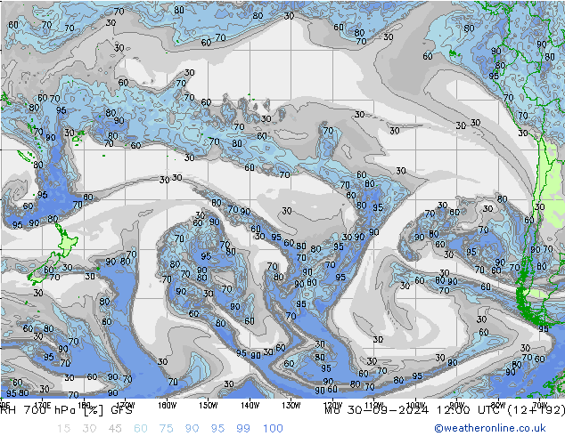 700 hPa Nispi Nem GFS Pzt 30.09.2024 12 UTC