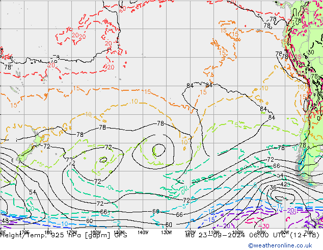 Height/Temp. 925 hPa GFS Mo 23.09.2024 06 UTC