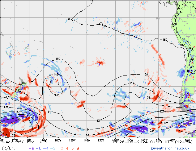 T-Adv. 850 hPa GFS czw. 26.09.2024 00 UTC