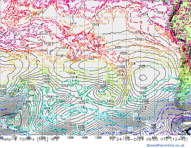 Theta-e 700hPa GFS di 24.09.2024 06 UTC