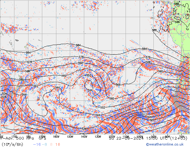 V-Adv. 500 hPa GFS zo 22.09.2024 15 UTC