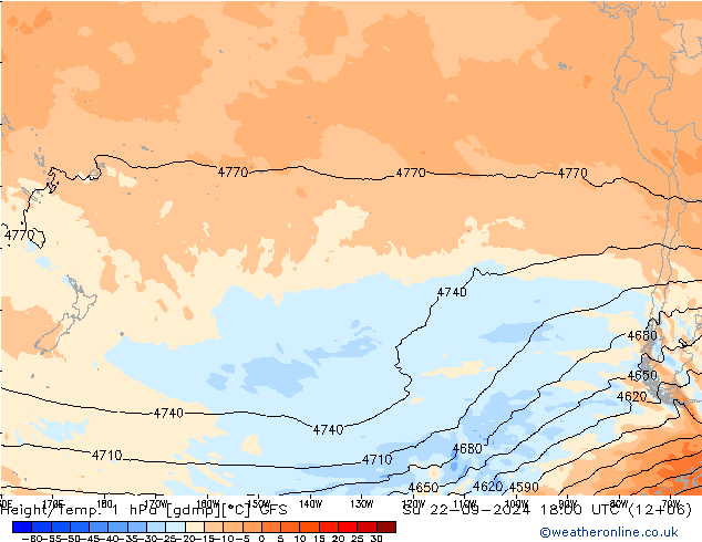 Yükseklik/Sıc. 1 hPa GFS Paz 22.09.2024 18 UTC