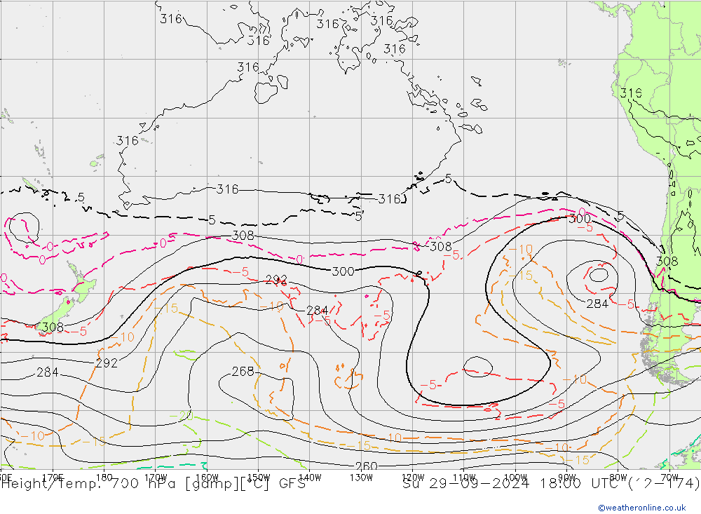 Yükseklik/Sıc. 700 hPa GFS Paz 29.09.2024 18 UTC