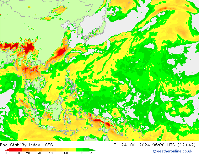 Fog Stability Index GFS mar 24.09.2024 06 UTC