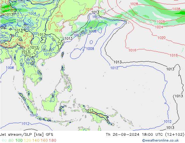 Jet stream/SLP GFS Th 26.09.2024 18 UTC