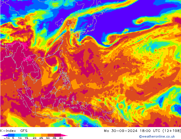 K-Index GFS pon. 30.09.2024 18 UTC