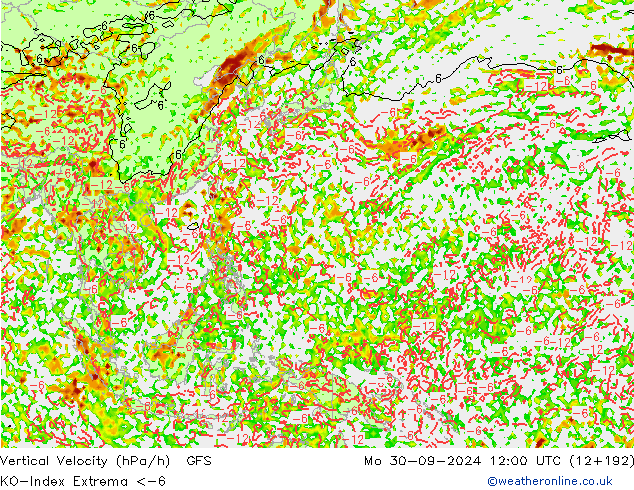 Convection-Index GFS pon. 30.09.2024 12 UTC