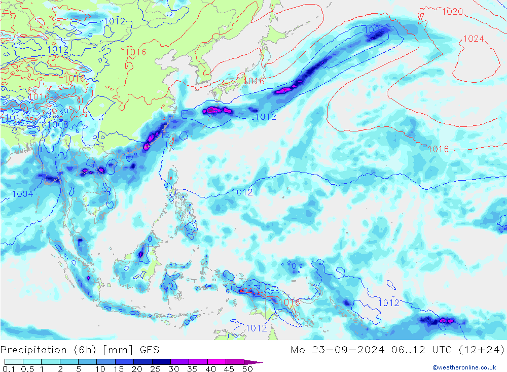 Z500/Regen(+SLP)/Z850 GFS ma 23.09.2024 12 UTC