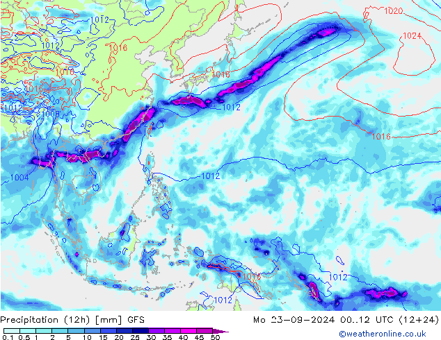 opad (12h) GFS pon. 23.09.2024 12 UTC