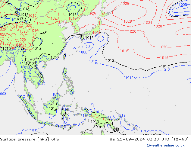 GFS: St 25.09.2024 00 UTC