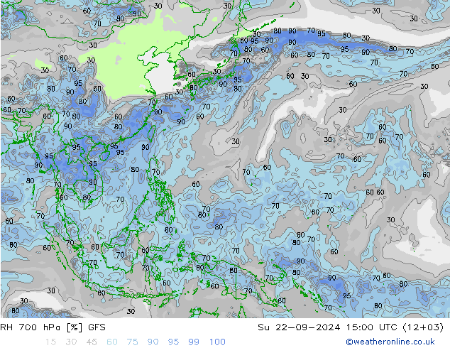 RH 700 hPa GFS Su 22.09.2024 15 UTC