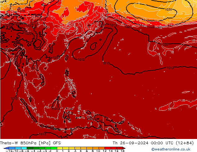 Theta-W 850hPa GFS gio 26.09.2024 00 UTC