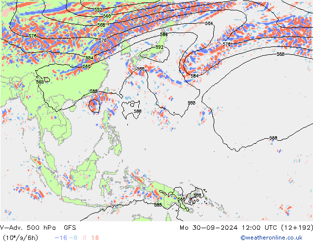 V-Adv. 500 гПа GFS пн 30.09.2024 12 UTC