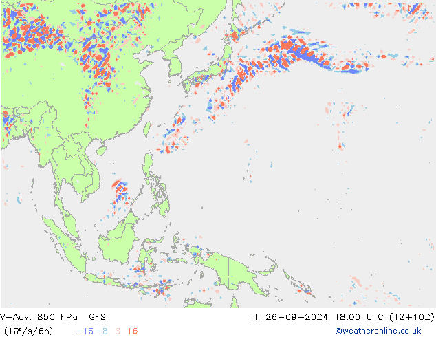 V-Adv. 850 hPa GFS gio 26.09.2024 18 UTC