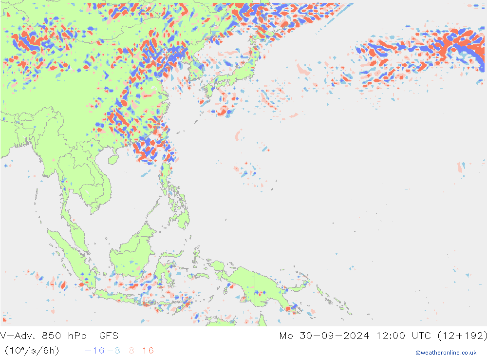 V-Adv. 850 hPa GFS Mo 30.09.2024 12 UTC