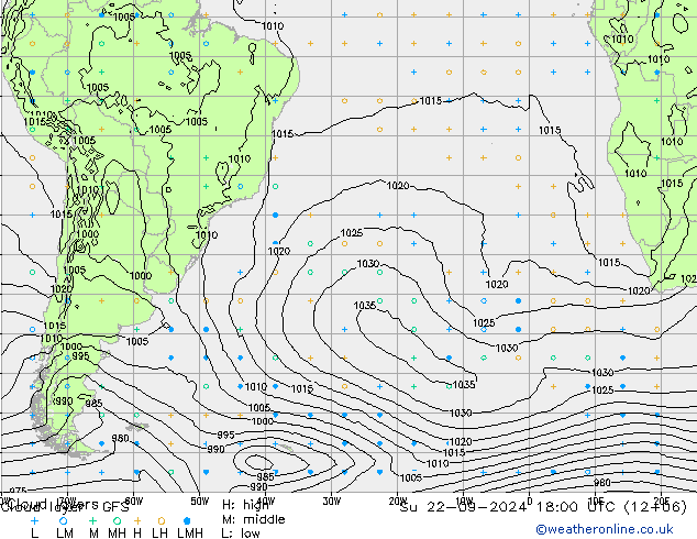 Chmura warstwa GFS nie. 22.09.2024 18 UTC