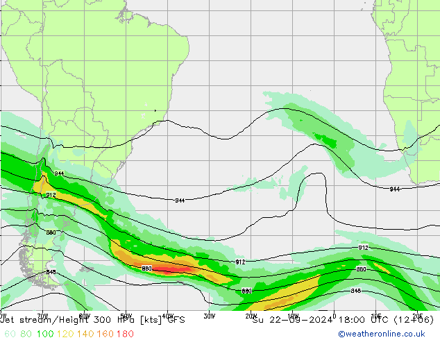 Jet stream/Height 300 hPa GFS Ne 22.09.2024 18 UTC