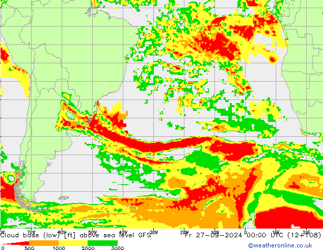 Höhe untere Wolkengrenze GFS September 2024