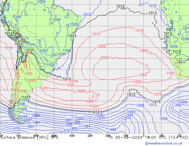 Surface pressure GFS Th 26.09.2024 18 UTC