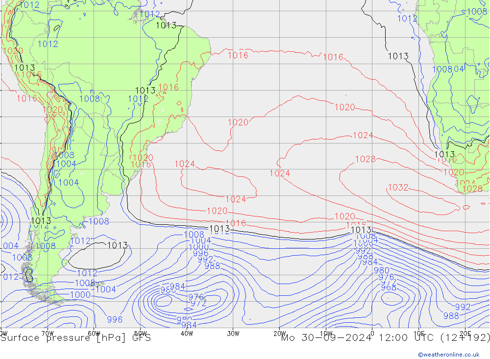 GFS: lun 30.09.2024 12 UTC