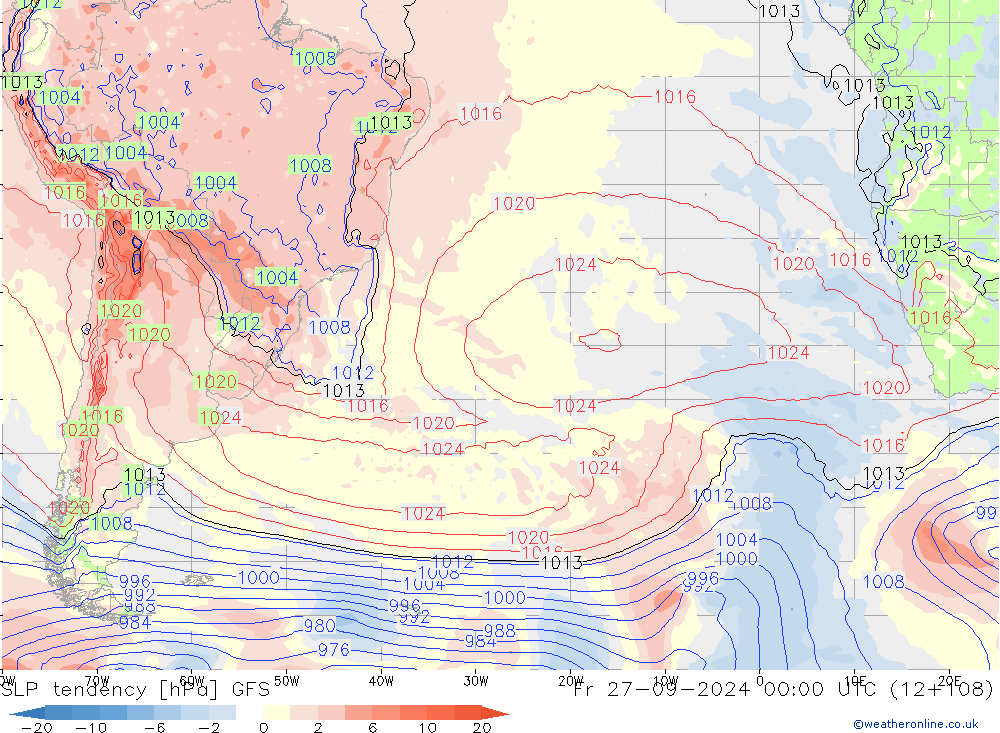 тенденция давления GFS пт 27.09.2024 00 UTC