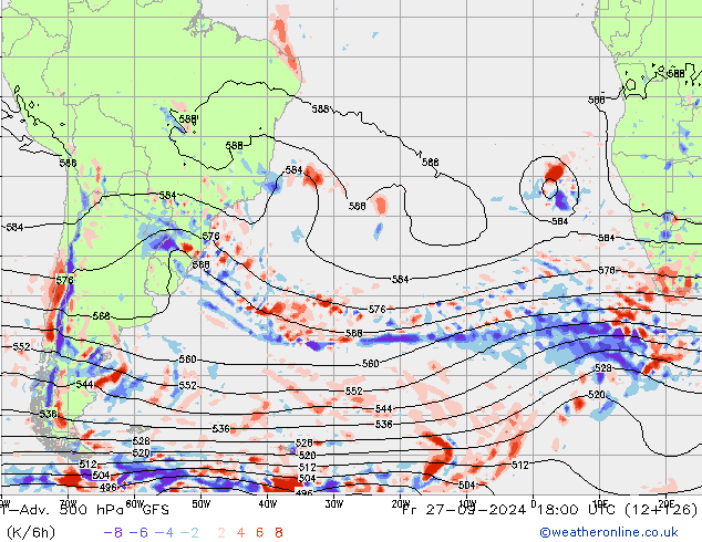 T-Adv. 500 hPa GFS Fr 27.09.2024 18 UTC