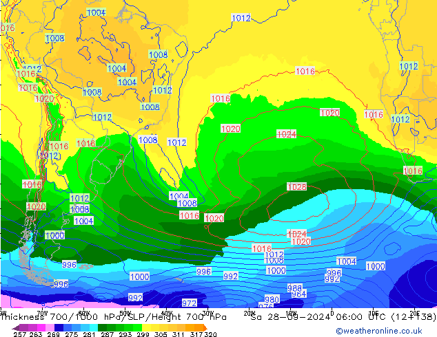 Thck 700-1000 hPa GFS So 28.09.2024 06 UTC