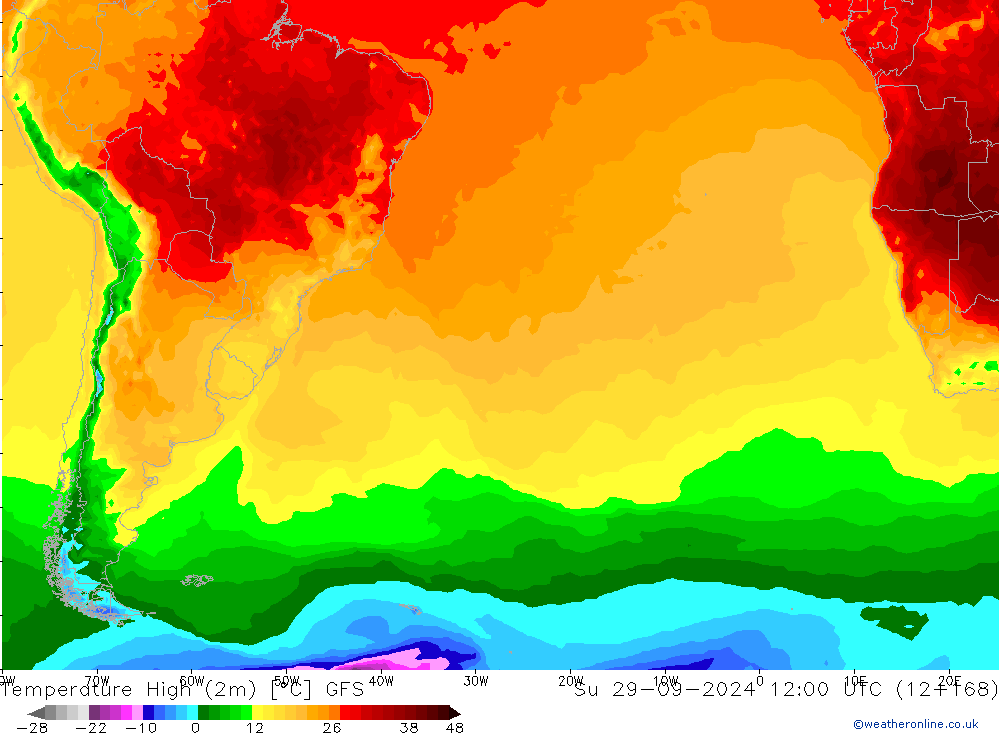 Maksimum Değer (2m) GFS Paz 29.09.2024 12 UTC