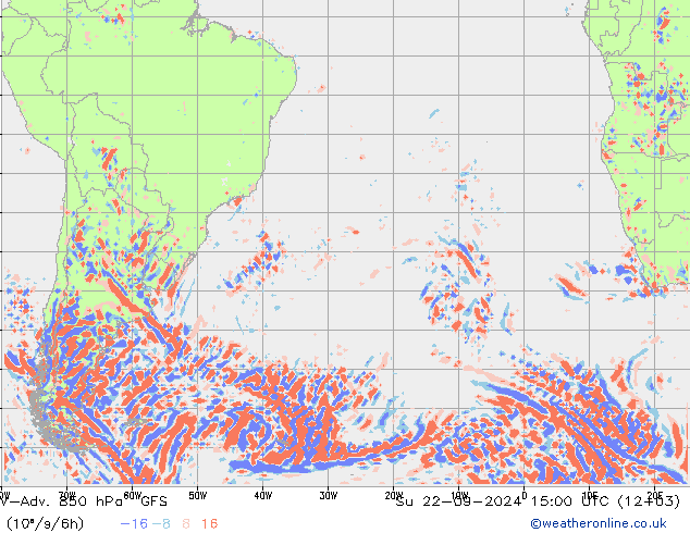 V-Adv. 850 hPa GFS Paz 22.09.2024 15 UTC