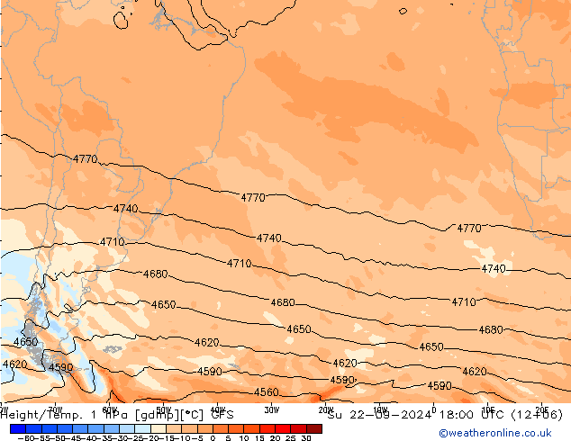 Height/Temp. 1 hPa GFS  22.09.2024 18 UTC