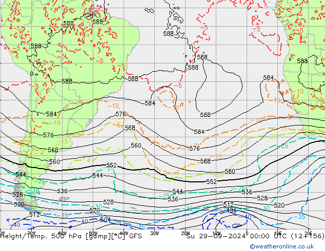 Hoogte/Temp. 500 hPa GFS zo 29.09.2024 00 UTC