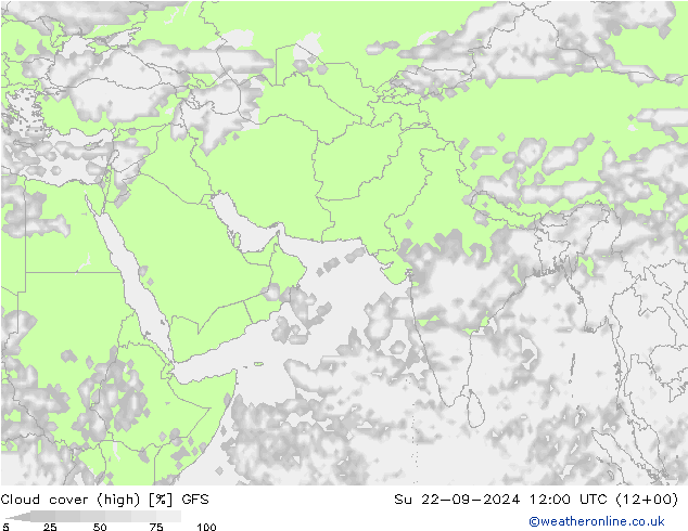 Nubi alte GFS dom 22.09.2024 12 UTC