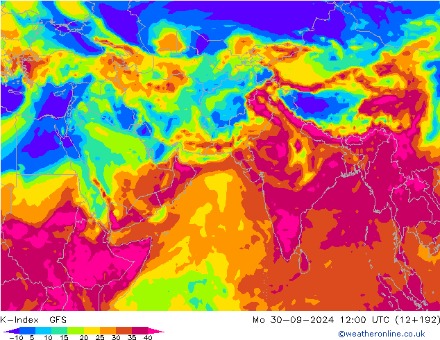 K-Index GFS pon. 30.09.2024 12 UTC