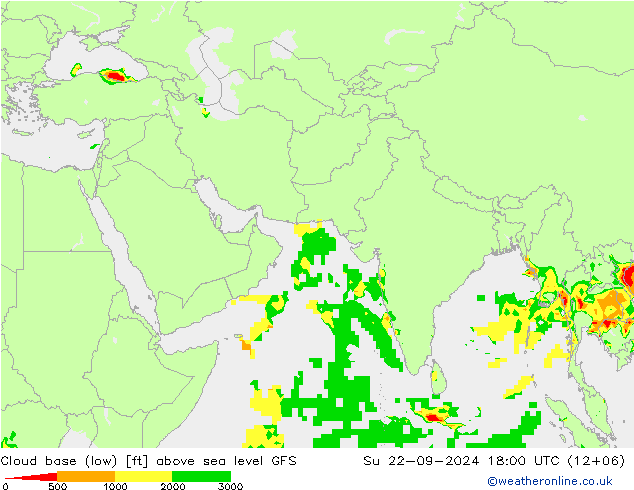 Cloud base (low) GFS Su 22.09.2024 18 UTC