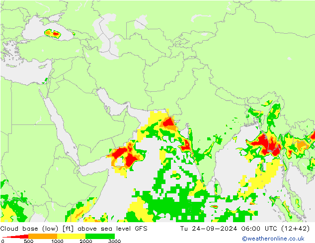 Cloud base (low) GFS Tu 24.09.2024 06 UTC