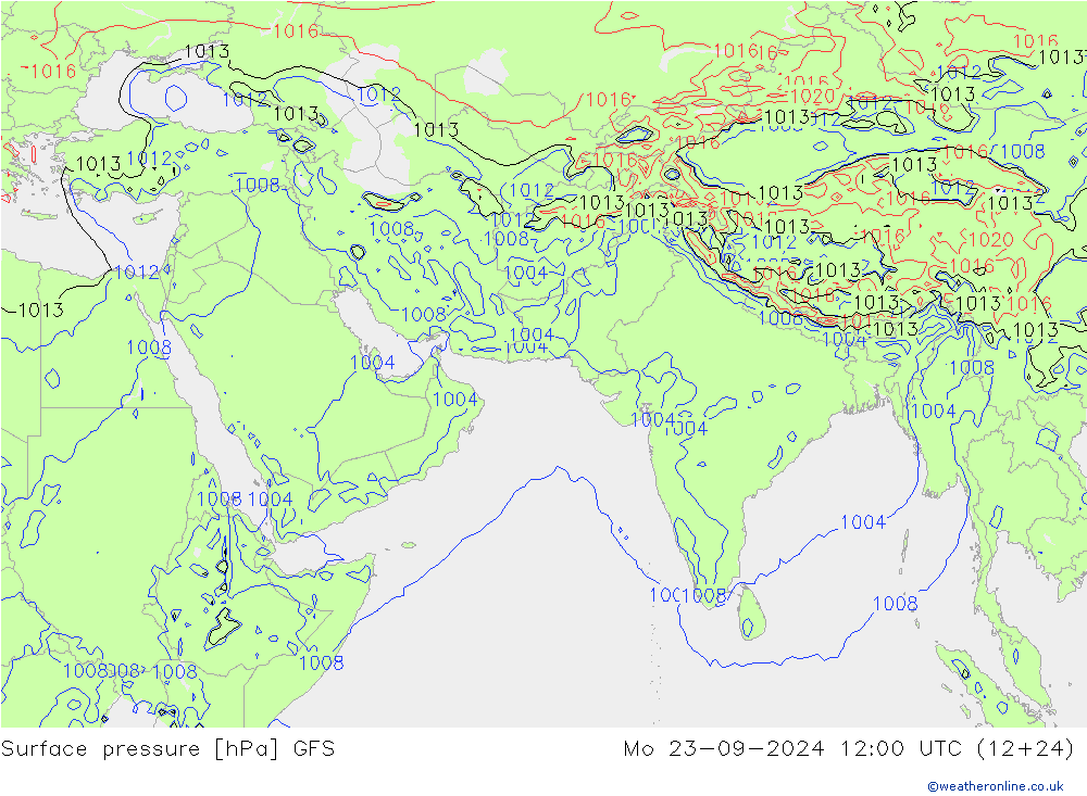 Surface pressure GFS Mo 23.09.2024 12 UTC