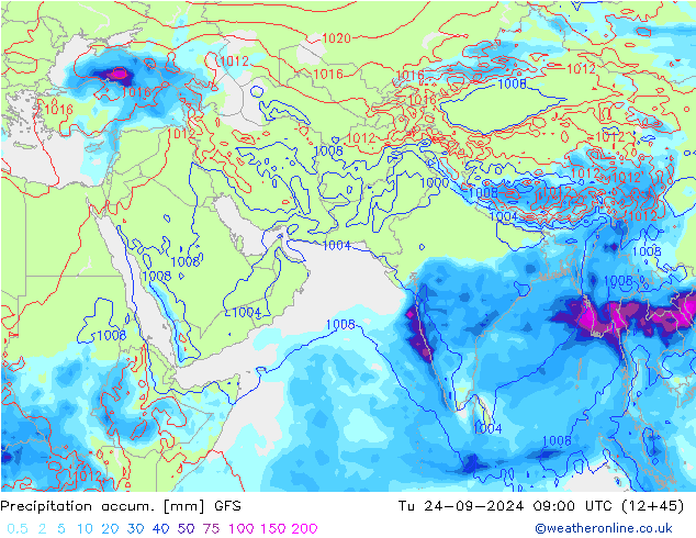 Totale neerslag GFS di 24.09.2024 09 UTC