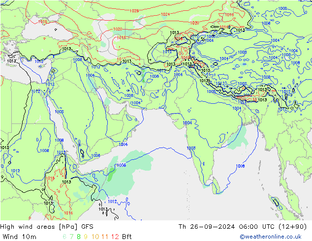 Windvelden GFS do 26.09.2024 06 UTC