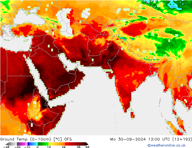 Ground Temp (0-10cm) GFS Mo 30.09.2024 12 UTC