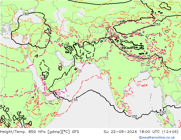 Z500/Rain (+SLP)/Z850 GFS Dom 22.09.2024 18 UTC