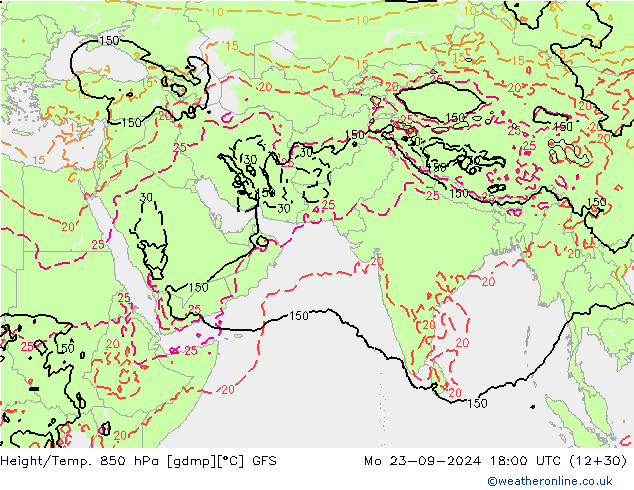 Z500/Rain (+SLP)/Z850 GFS Mo 23.09.2024 18 UTC